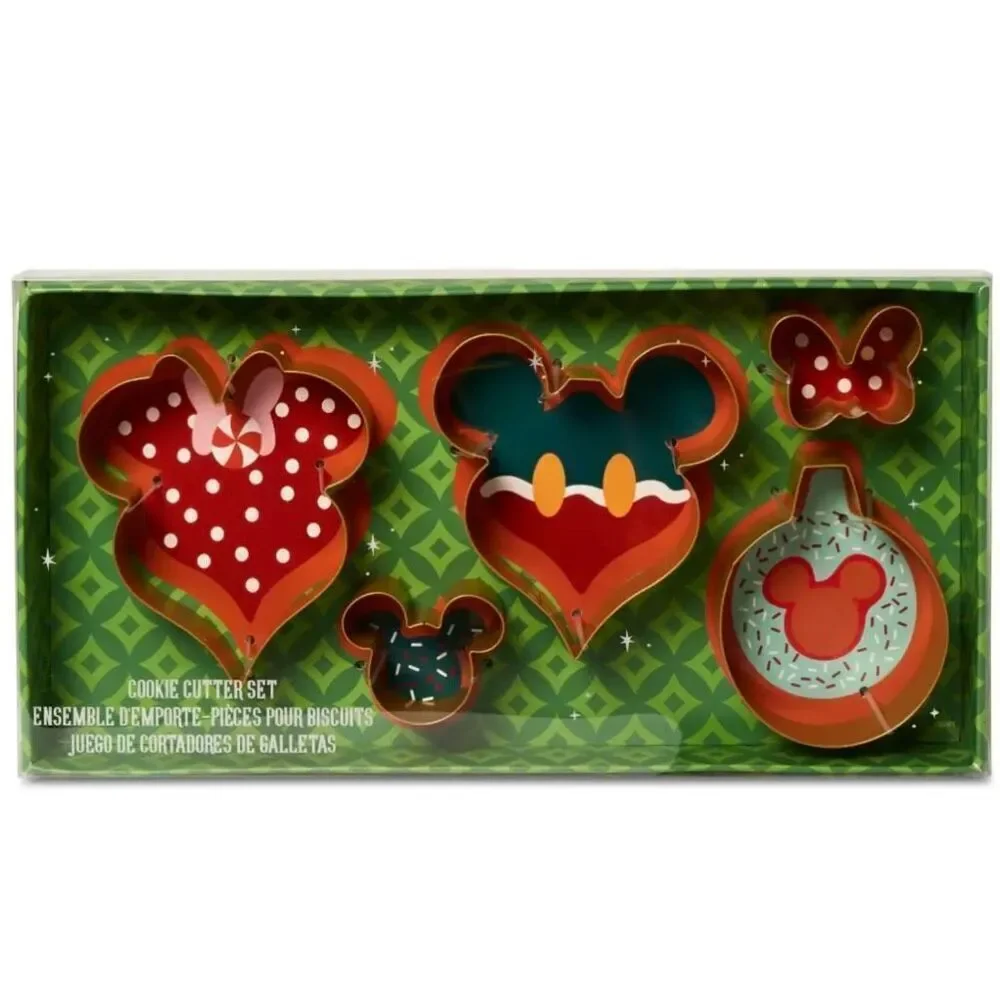 NEW Mickey & Minnie Holiday Ornament Cookie Cutter 5 Pc Set Disney Christmas